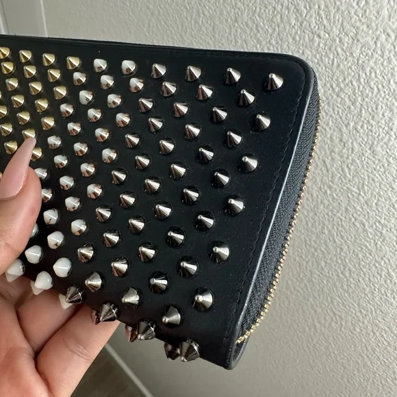 Christian Louboutin Panettone Spiked Black Wallet - Picture 12 of 14
